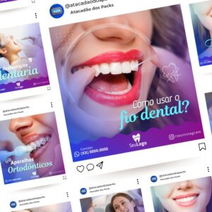 Artes para Clínica Odontológica Editáveis no Canva _ Posts Prontos com Títulos e Legendas para Facebook e Instagram