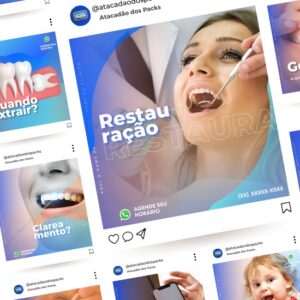 Artes para Consultório Odontológico Editáveis no Canva _ Posts Prontos com Títulos e Legendas para Facebook e Instagram