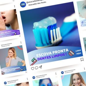 Artes para Dentistas Editáveis no Canva Pack com 50 Posts Prontos + Legendas para Facebook e Instagram