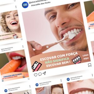 Artes para Dentistas Editáveis no Canva Pack com 50 Posts Prontos + Legendas para Facebook e Instagram