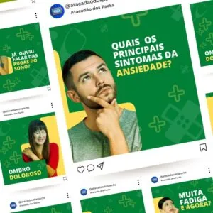Pack de Artes para Policlínica Editáveis no Canva Posts Prontos para Redes Sociais Social Media com Títulos e Legendas