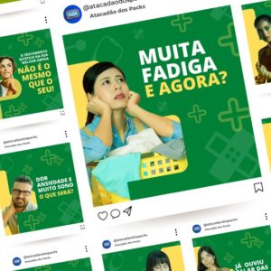 Pack de Artes para Policlínica Editáveis no Canva Posts Prontos para Redes Sociais Social Media com Títulos e Legendas