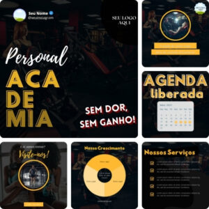 Imagem do Produto Pack de Posts Prontos para Academias, Crossfit e Personal Trainer com Artes Editáveis no Canva