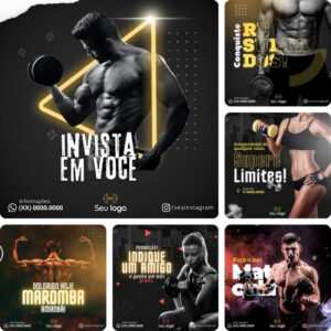 Imagem do produto Pack de Posts Prontos para Academias, Crossfit e Personal Trainer com Artes Editáveis no Canva