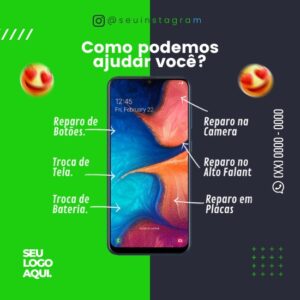 Imagem do Produto Pack de Posts Prontos para Assistência Técnica de Celulares com Artes Editáveis no Canva