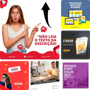 Pack de Posts Agência de Marketing Digital Artes Editáveis no Canva