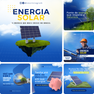 Posts para Energia Solar - Pack Canva com 40 Artes EditÃƒÆ’Ã†â€™Ãƒâ€ Ã¢â‚¬â„¢ÃƒÆ’Ã¢â‚¬Å¡Ãƒâ€šÃ‚Â¡veis