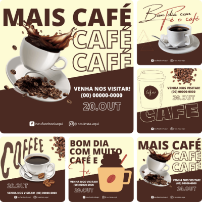 Posts para Cafeteria - Pack Canva com 10 Artes EditÃƒÆ’Ã†â€™Ãƒâ€ Ã¢â‚¬â„¢ÃƒÆ’Ã¢â‚¬Å¡Ãƒâ€šÃ‚Â¡veis