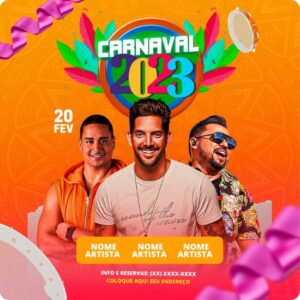 Posts para Carnaval Editáveis no Canva com Artes para Feed e Stories do Instagram