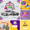 Posts para Carnaval Editáveis no Canva com Artes para Feed e Stories do Instagram e Facebook