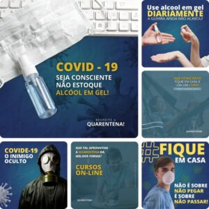 Posts para Covid 19 - Pack Canva com 20 Artes para Facebook e Instagram