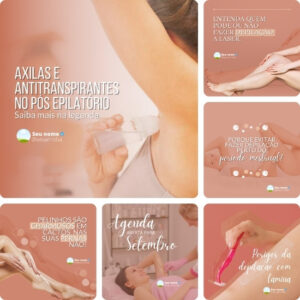 Imagem do Produto Posts para Depilação a Laser Editáveis no Canva com Títulos e Legendas