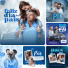 Posts para Dia dos Pais 02 - Pack Canva com 08 Artes