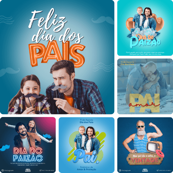 Posts para Dia dos Pais - Pack Canva com 15 Artes EditÃƒÆ’Ã†â€™Ãƒâ€ Ã¢â‚¬â„¢ÃƒÆ’Ã¢â‚¬Å¡Ãƒâ€šÃ‚Â¡veis