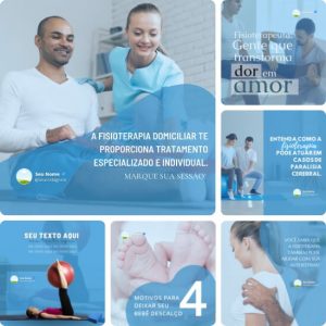 Pack de Posts para Clínica de Fisioterapia e Fisioterapeutas Artes Editáveis no Canva