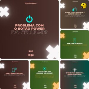 Imagem do Produto Pack de Posts Prontos para Assistência Técnica de Celulares com Artes Editáveis no Canva