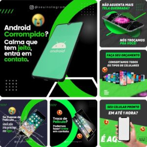 Imagem do Produto Pack de Posts Prontos para Assistência Técnica de Celulares com Artes Editáveis no Canva