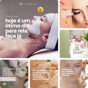 Imagem do Produto Pack de Posts Prontos para Clínica de Estética Editáveis no Canva com Títulos e Legendas
