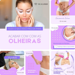 Imagem do Produto Posts Prontos para Clínica de Estética e Bem-Estar Editáveis no Canva com Títulos e Legendas