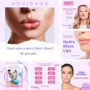 Imagem do Produto Posts Prontos para Clínica de Estética e Bem-Estar Editáveis no Canva com Títulos e Legendas