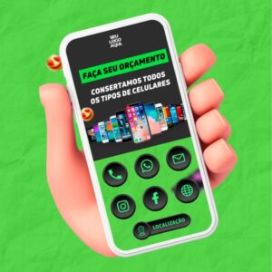 Cartão Digital Interativo para Loja de Celular - Pack Canva com 05 Artes Editáveis - atacadaodospacks.com