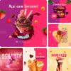 Posts Prontos para Sorveteria 02 - Pack Canva com 16 Artes Editáveis