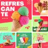 Posts Prontos para Sorveteria - Pack Canva com 20 Artes