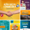 Artes para Ação Social Campanha na Igreja Editáveis no Canva - Pack de Posts Prontos para Facebook e Instagram