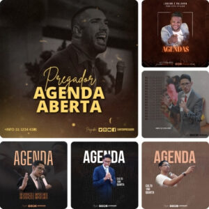 Artes para Agenda de Eventos Gospel Editáveis no Canva - Pack de Posts Prontos para Facebook e Instagram