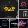 Artes para Culto de Jovens Editáveis no Canva - Pack de Posts Prontos para Facebook e Instagram