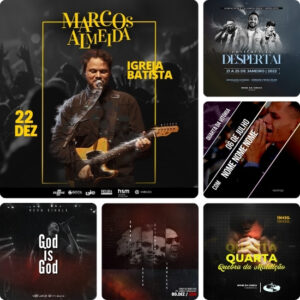 Artes para Igrejas Eventos Gospel Editáveis no Canva 03- Pack de Posts Prontos para Facebook e Instagram