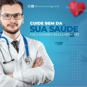 Pack de Artes para Clínica Médica de Saúde Editáveis no Canva Posts Prontos para Redes Sociais com Títulos e Legendas