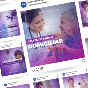 Pack de Artes para Clínica Médica de Saúde Editáveis no Canva Posts Prontos para Redes Sociais com Títulos e Legendas