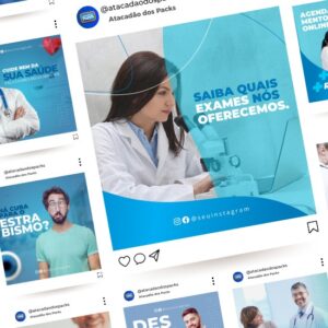 Pack de Artes para Clínica Médica de Saúde Editáveis no Canva Posts Prontos para Redes Sociais com Títulos e Legendas