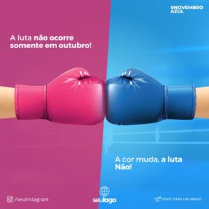 Pack de Artes para Novembro Azul Editáveis no Canva Posts Prontos para Redes Sociais Social Media Facebook e Instagram com Títulos e Legendas