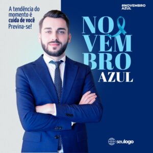 Pack de Artes para Novembro Azul Editáveis no Canva Posts Prontos para Redes Sociais Social Media Facebook e Instagram com Títulos e Legendas