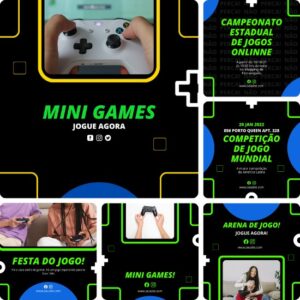 Posts Prontos para Loja de Games - Pack Canva com 20 Artes Editáveis para Facebook e Instagram