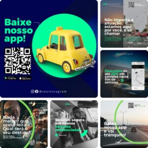 Posts Prontos para Motorista de Aplicativo 02 - Pack Canva com 10 Artes Editáveis