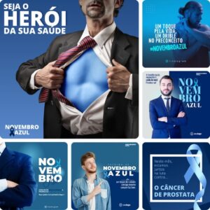 Posts Prontos para Novembro Azul – Pack Canva com 40 Artes Editáveis para Instagram e Facebook