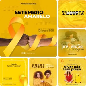 Posts Prontos para Setembro Amarelo – Pack Canva com 20 Artes Editáveis para Instagram e Facebook