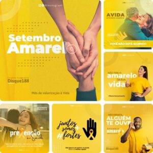 Posts Prontos para Setembro Amarelo – Pack Canva com 20 Artes Editáveis para Instagram e Facebook