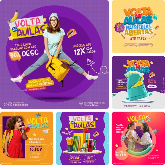 100 Pack Arts Canva Escola de Inglês, Insta And Facebook Feed