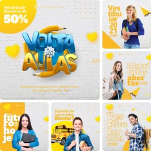 Posts para Escola e cursos, volta as aulas e matrículas abertas editáveis no Canva