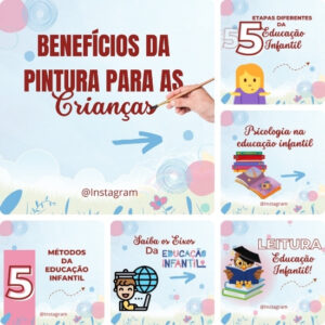 Artes para Educação Infantil Creche e Pré-Escola Editáveis no Canva