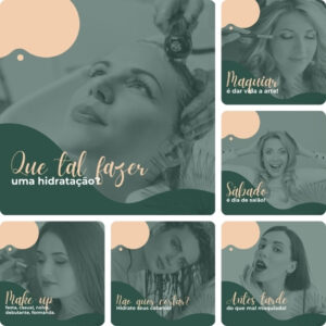 Imagem do Produto Mega Pack com 100 Posts Prontos para Salão de Beleza Editáveis no Canva + Títulos e Legendas