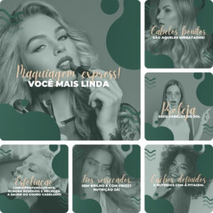 Imagem do Produto Mega Pack com 100 Posts Prontos para Salão de Beleza Editáveis no Canva + Títulos e Legendas