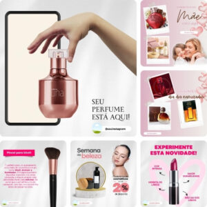 Imagem do Produto Posts para Consultora de Cosméticos e Beleza Editáveis no Canva com Títulos e Legendas