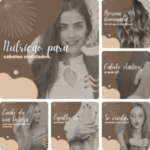Imagem do Produto Posts Prontos para Salão de Beleza Editáveis no Canva com Títulos e Legendas