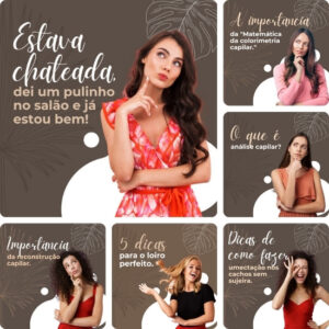 Imagem do Produto Pack de Posts Prontos para Salão de Beleza Editáveis no Canva com Títulos e Legendas