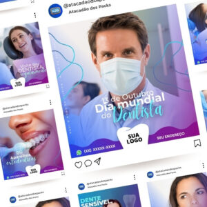 Artes para Odonto Editáveis no Canva _ Posts Prontos com Títulos e Legendas para Facebook e Instagram